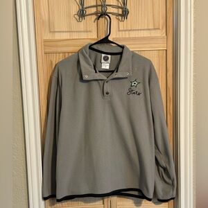 Dallas Stars Pullover Gray Fleece 1/4 Button Embroidered